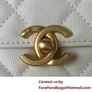 Chanel Grained Calfskin  &  Gold-Tone Metal Small Flap Bag with Top Handle AS4008 White 2025